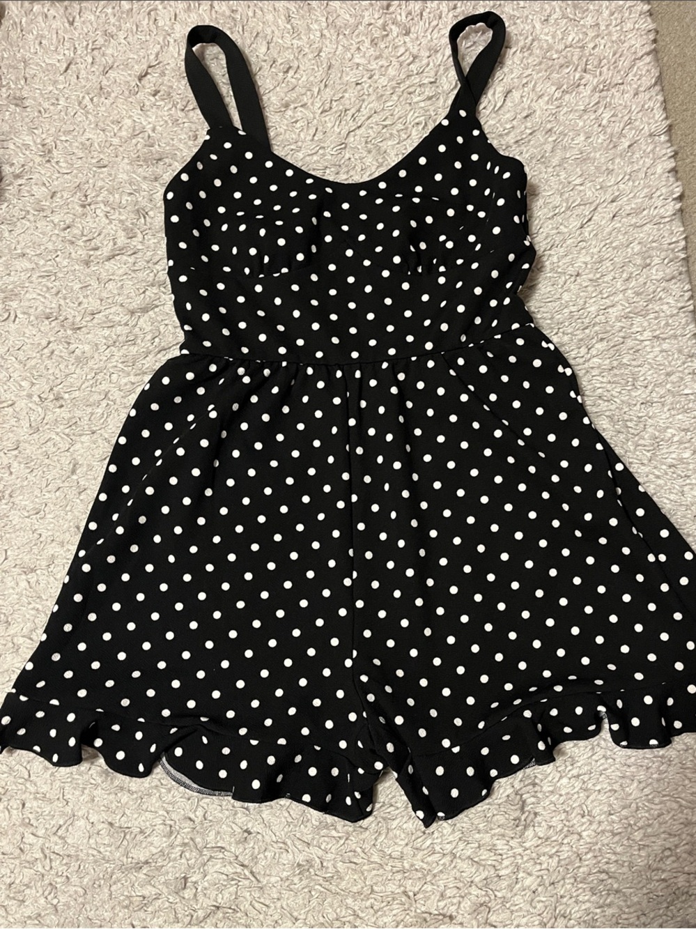 SHEIN Black & White Polka Dot Romper Playsuit
